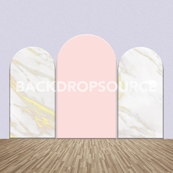 Peach and White Marble Themed Party Backdrop Media Sets for Birthday / Events/ Weddings - Backdropsource