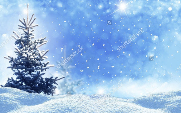 Frozen Tree Blue Glittering Sky  Backdrop - Backdropsource