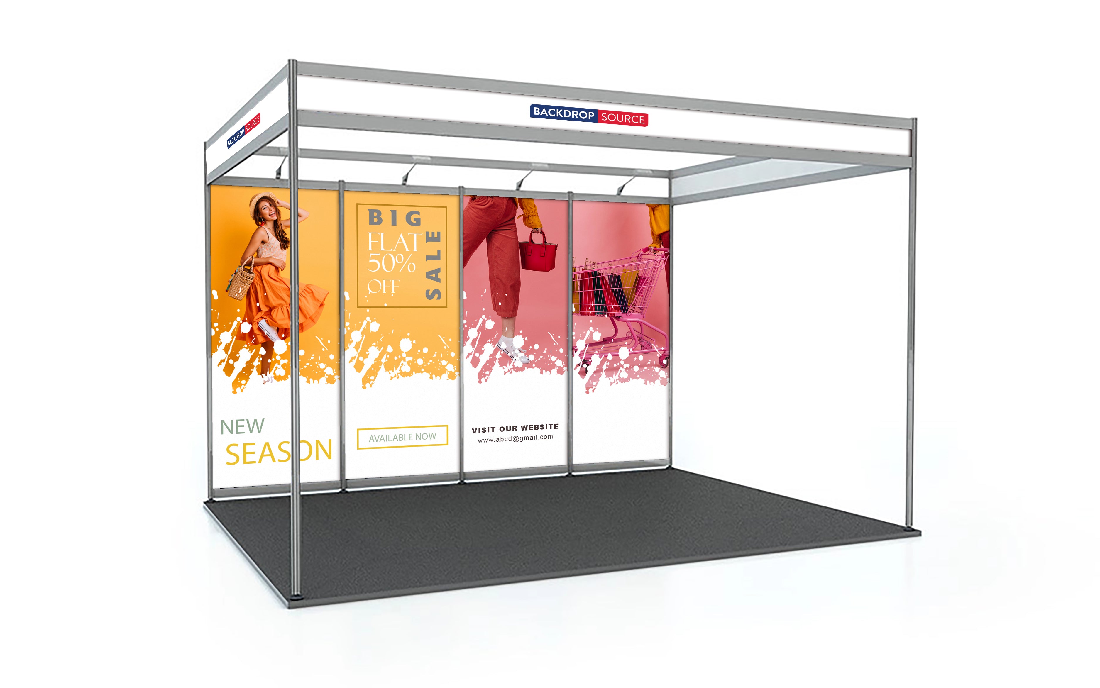 Shell Scheme Exhibition Graphics for 13.2ft Wide x 10ft Depth Booth - Backdropsource