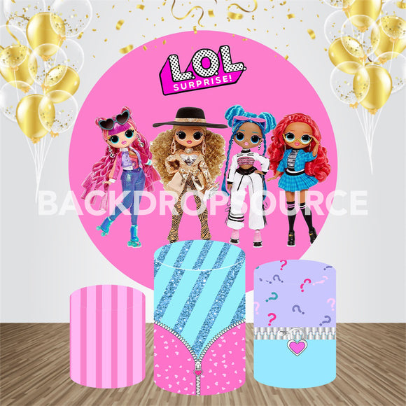 Barbie Girl Toys Themed Event Party Round Backdrop Kit - Backdropsource