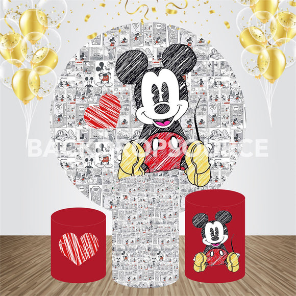 Mickey Mouse Themed  Event Party Round Backdrop Kit - Backdropsource