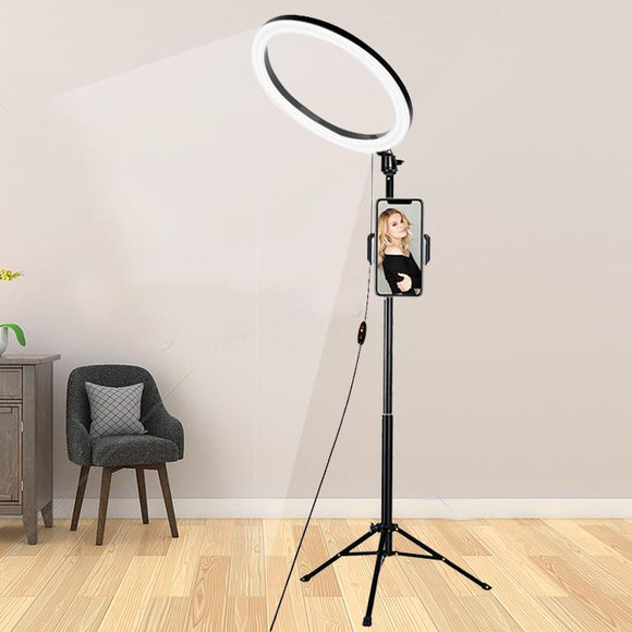 STUDIO PHOTOGRAPHY MAKEUP DIMMABLE 13 INCH (18W) LED CIRCLE RING LIGHT LAMP (FOR LIVE VIDEOS) - Backdropsource