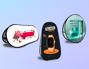 Double-Sided Banners: Vertical, Horizontal & Round for 360° Impact!