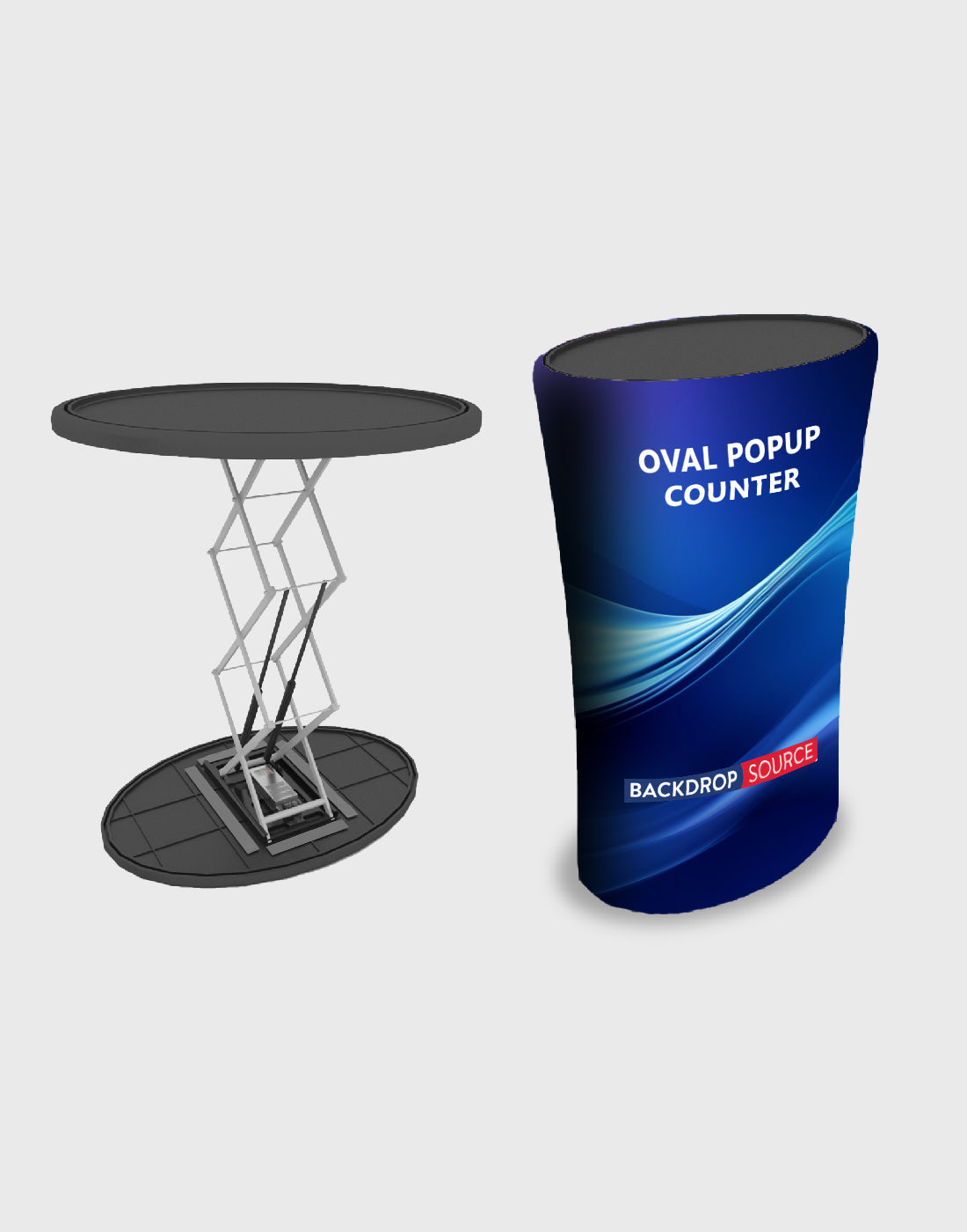 Counter Setup Backdrop Backlit Oval Popup Counter | Illuminated Exhibition Counter Display ...