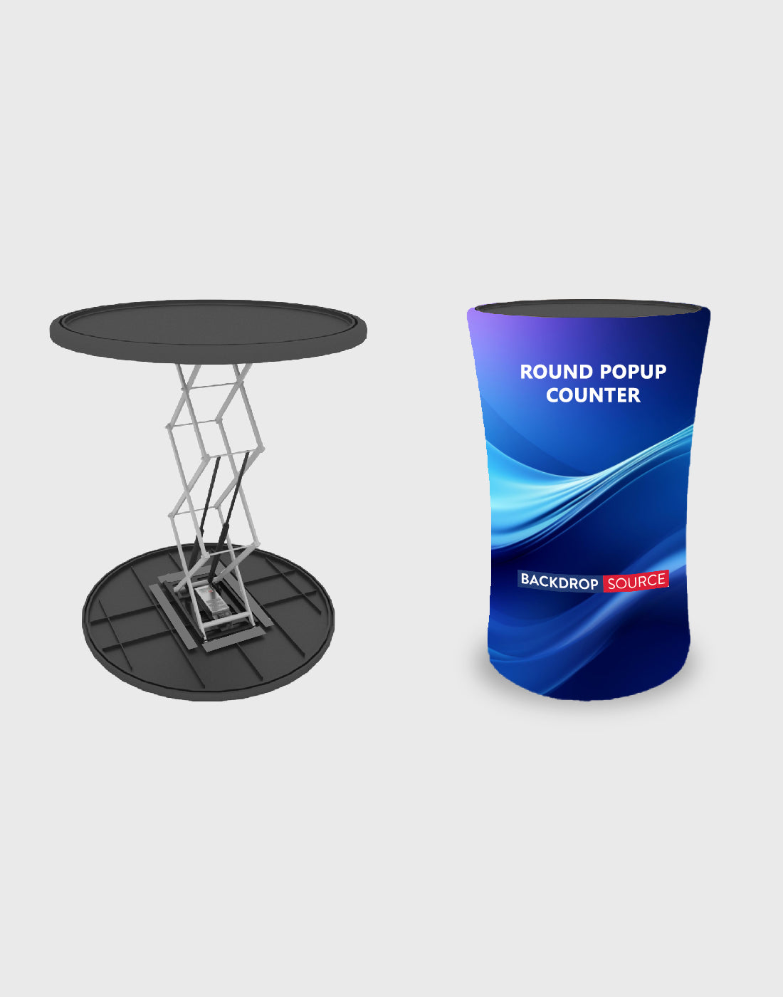 Round Wide Counter Backlit Round Popup Counter | Illuminated Trade Show Counter ...