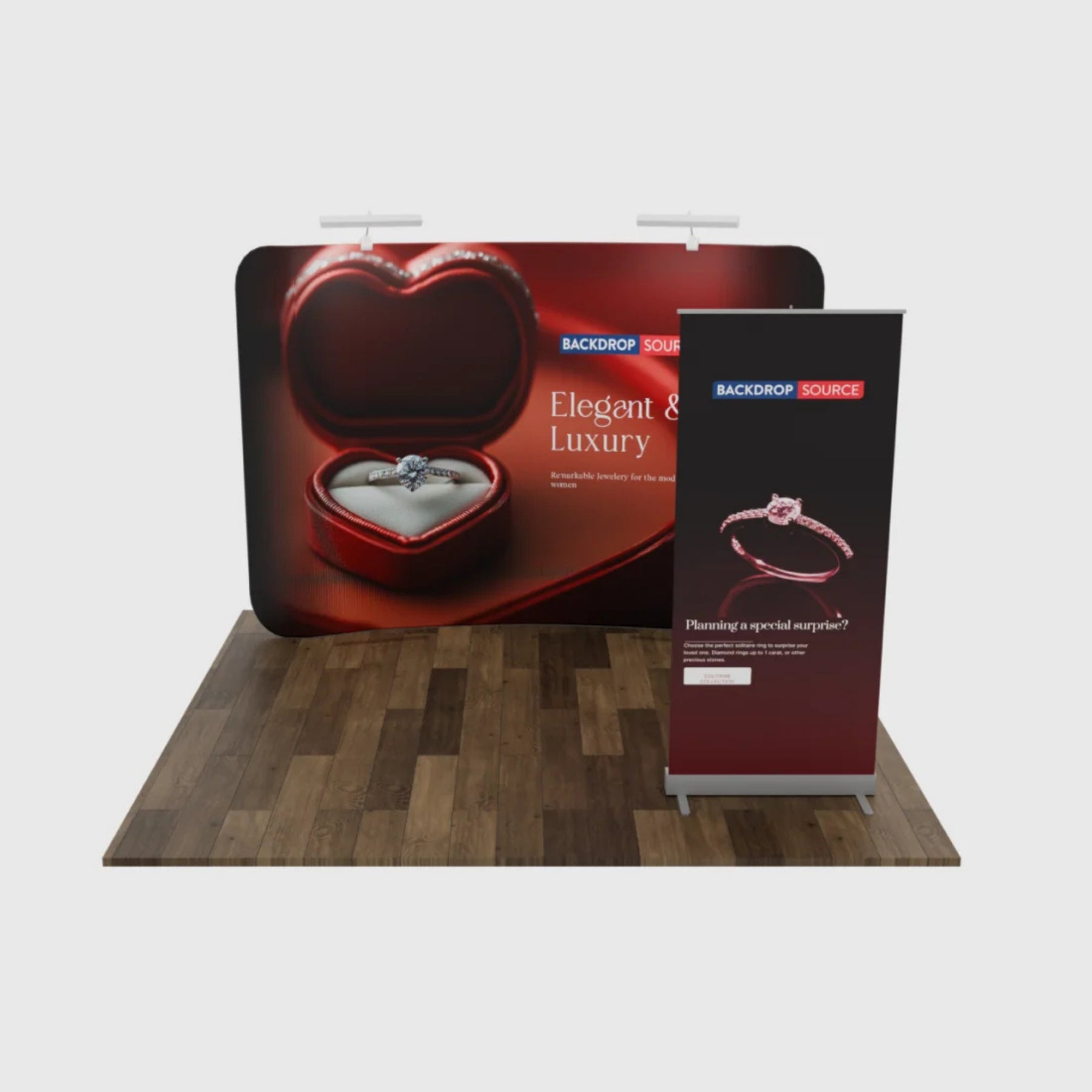10x10 Trade Show Booth Kit with Backwall & Roll-Up Banner Stand