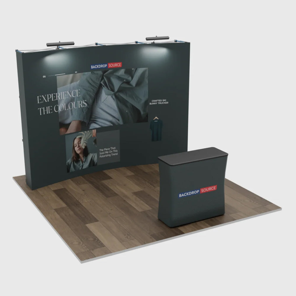 10ft x 10ft Curved Popup Exhibit Pro 3-in-1 Display Kit with Illume Lights