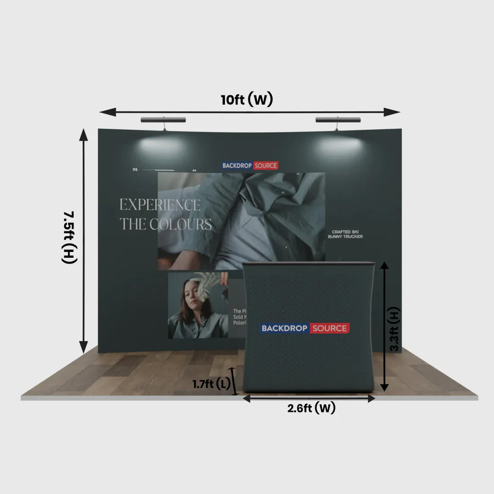 10ft x 10ft Curved Popup Exhibit Pro 3-in-1 Display Kit with Illume Lights