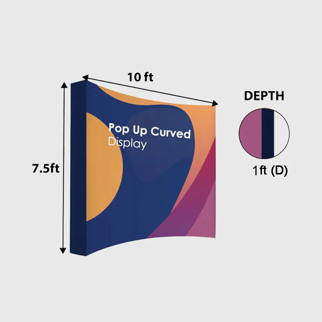 10ft x 10ft Curved Popup Exhibit Pro 3-in-1 Display Kit with Illume Lights