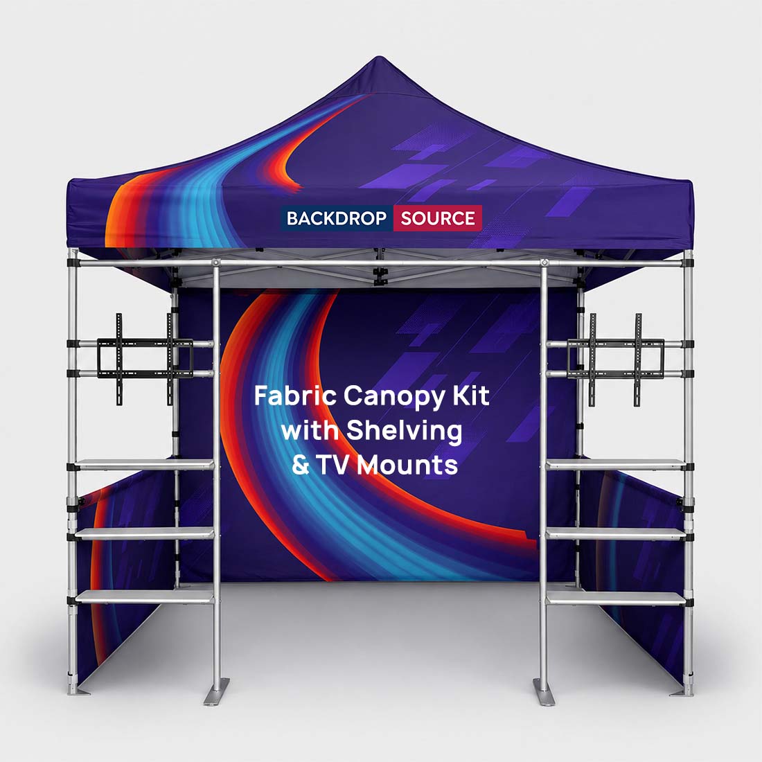 10ft x 10ft Fabric Canopy Kit with Shelving & TV Mounts