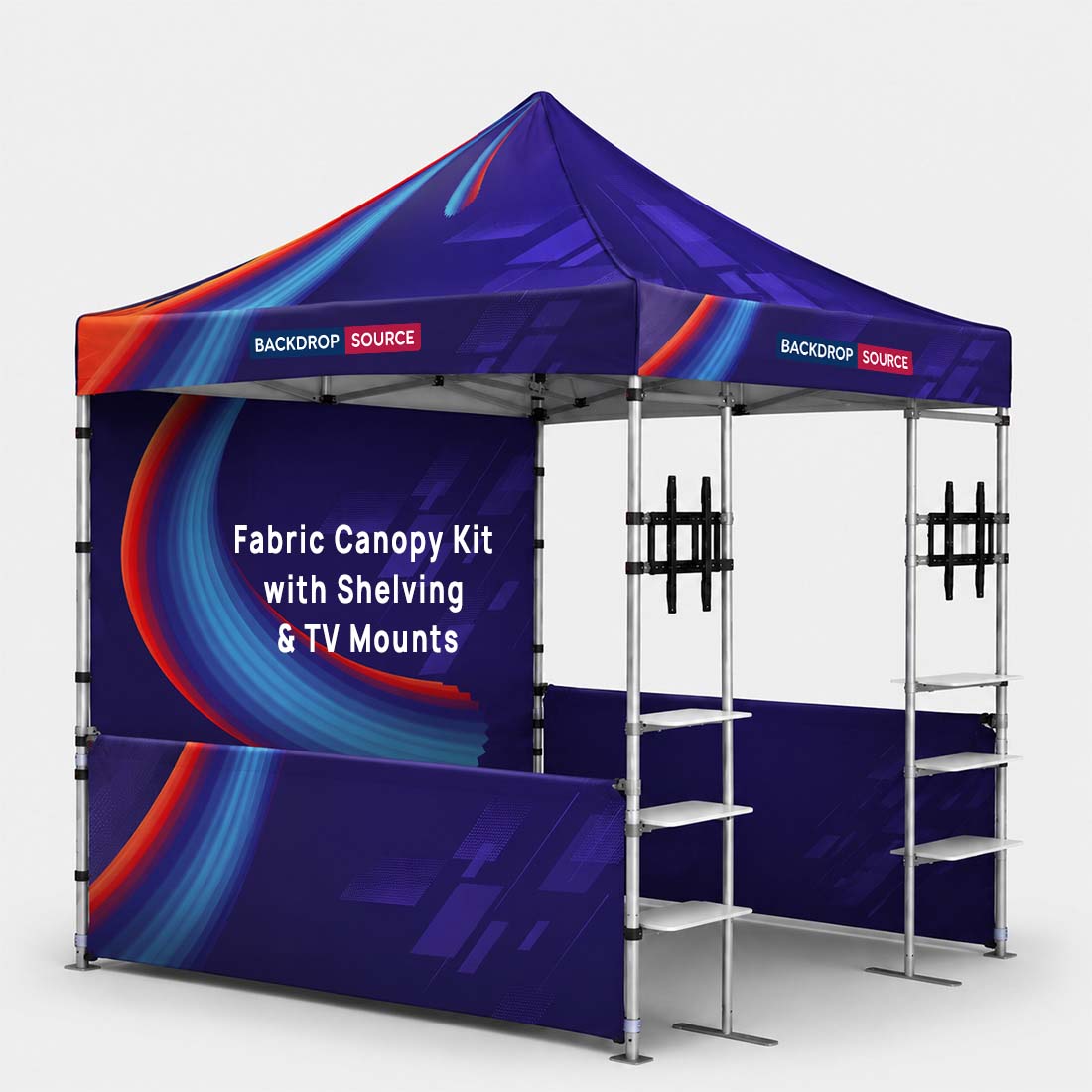 10ft x 10ft Fabric Canopy Kit with Shelving & TV Mounts