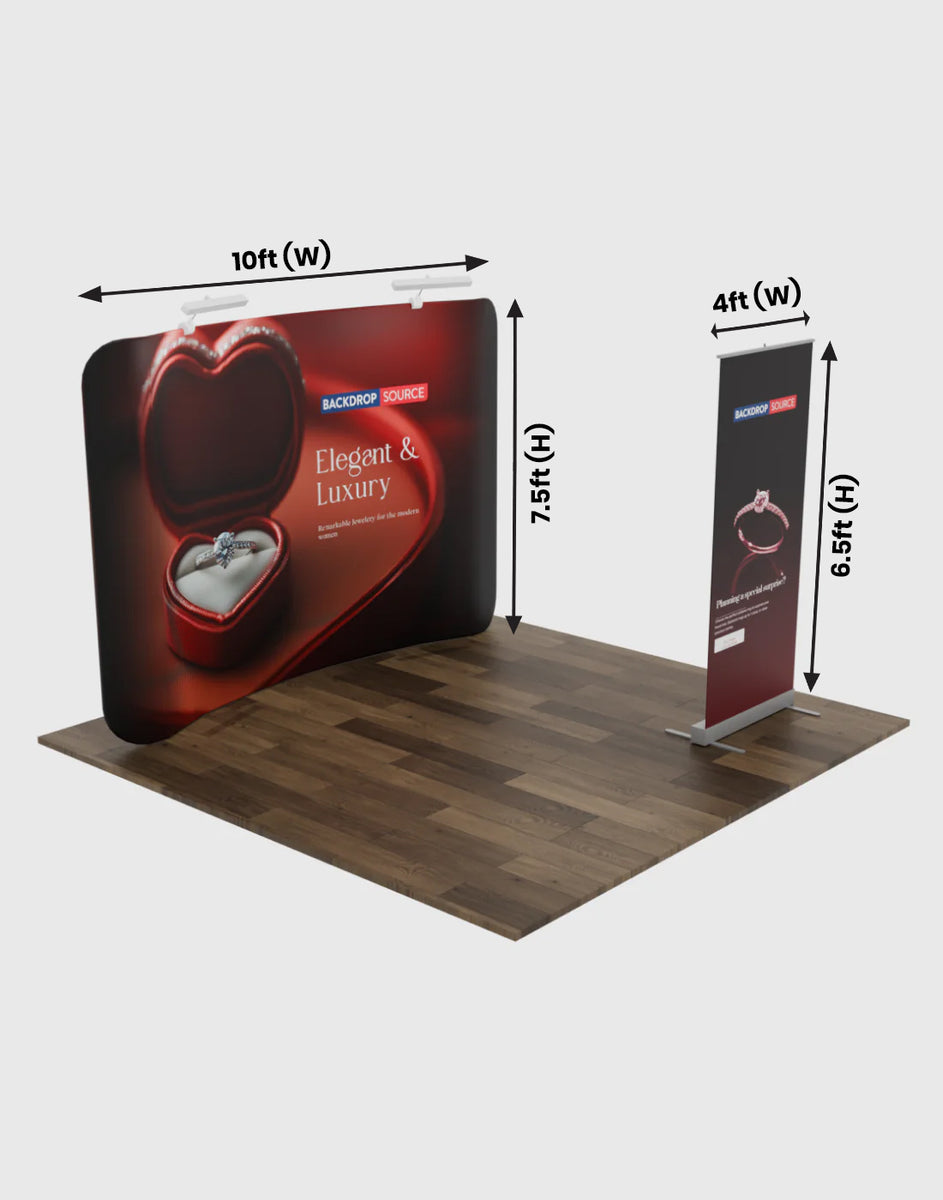 10x10 Booth Kit with Backwall & Roll-Up Banner | Trade Show Display ...