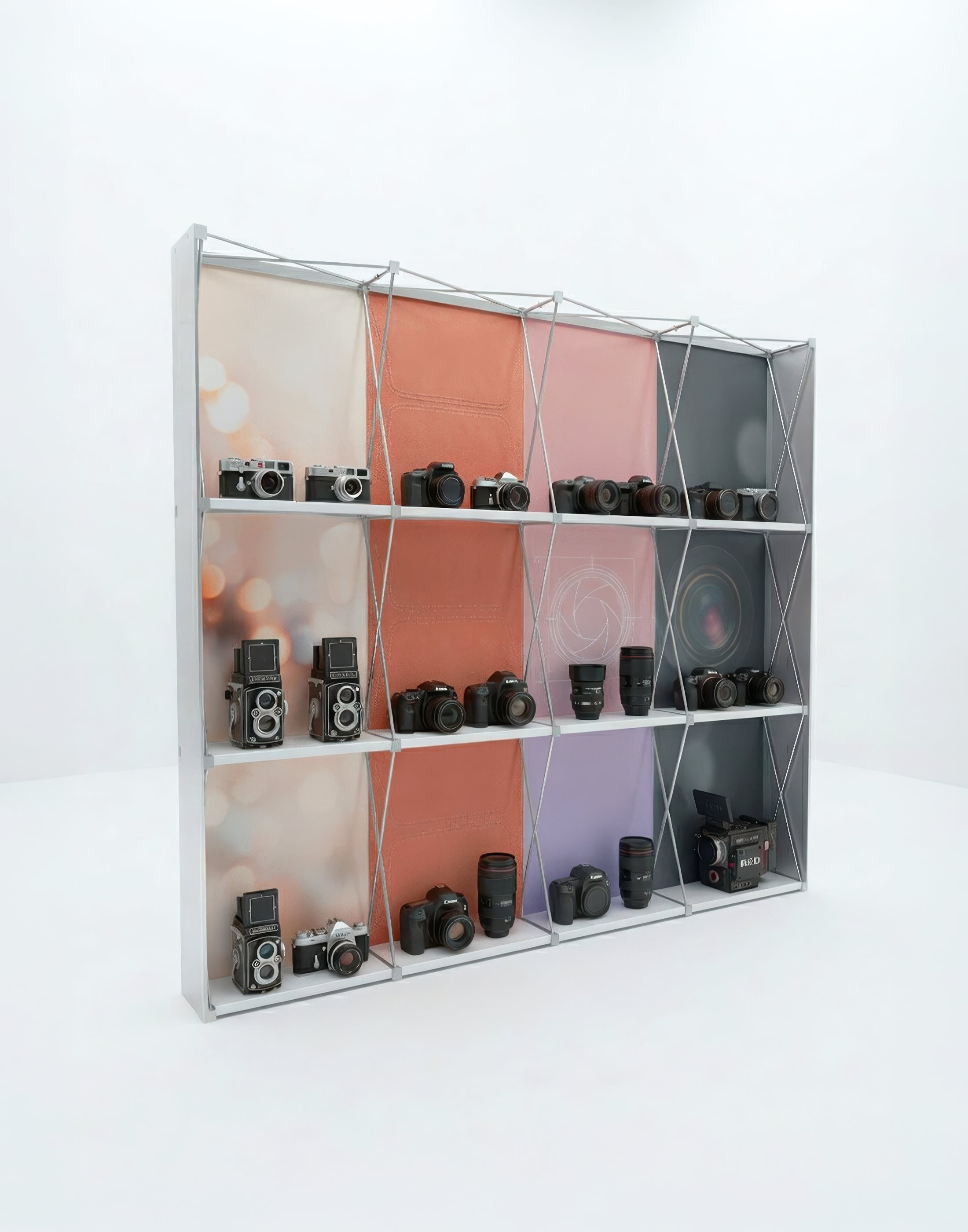 Portable Straight Pop-Up Wall with Shelves