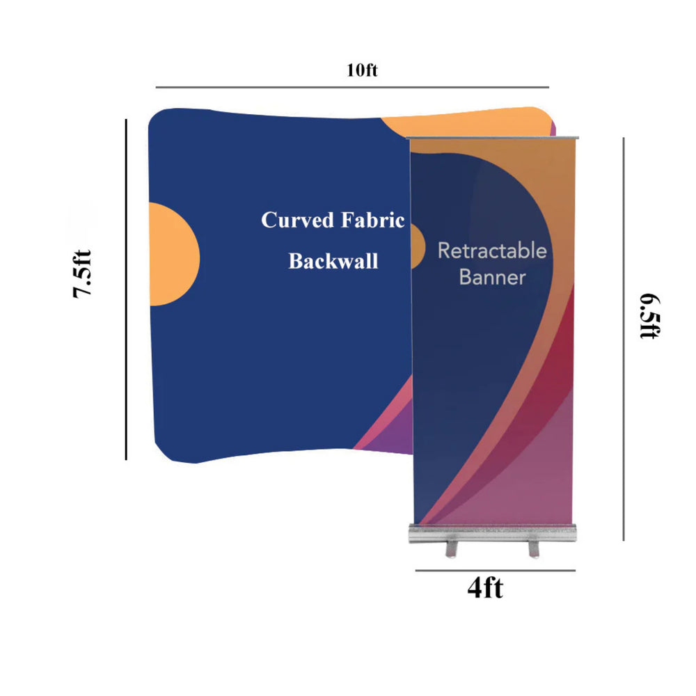 10x10 Trade Show Booth Kit with Backwall & Roll-Up Banner Stand