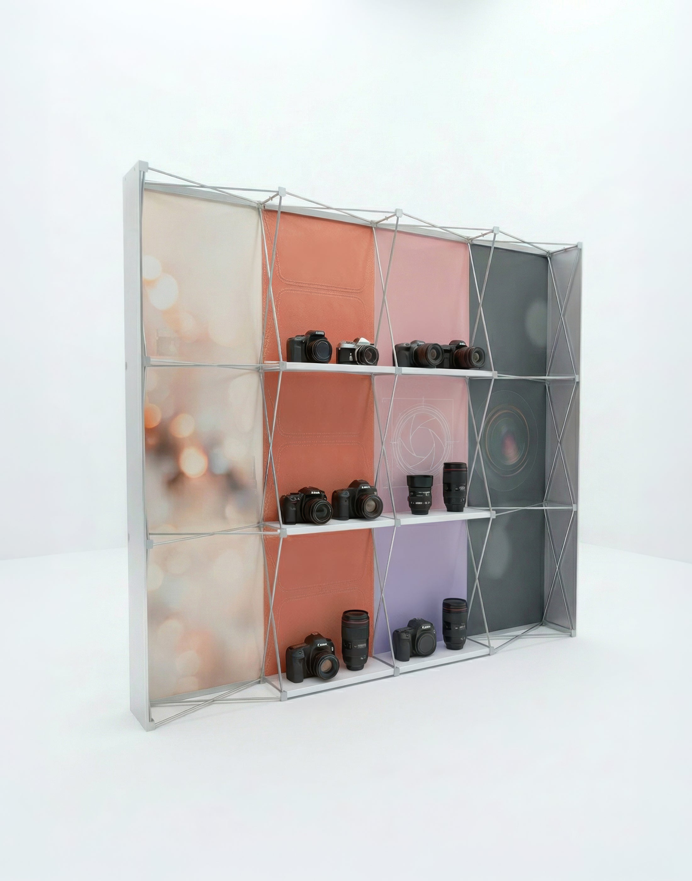 Portable Straight Pop-Up Wall with Shelves