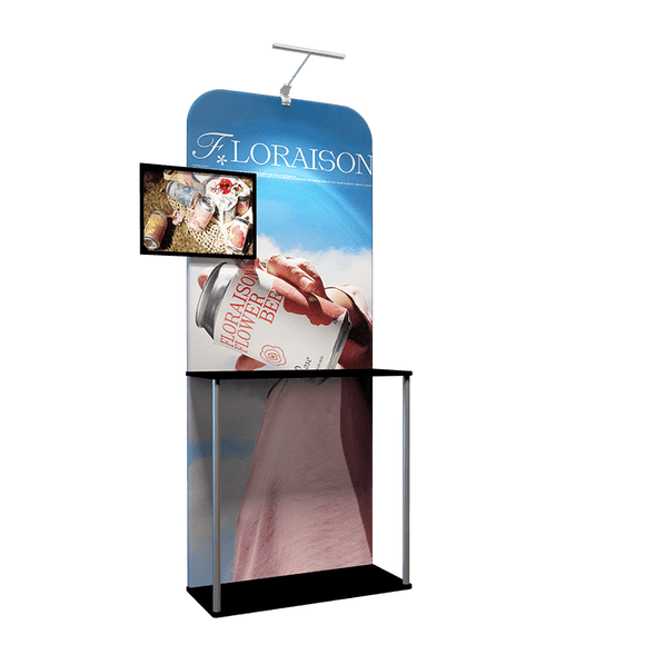 Exhibit Display stand with Shelves & TV mount - Backdropsource