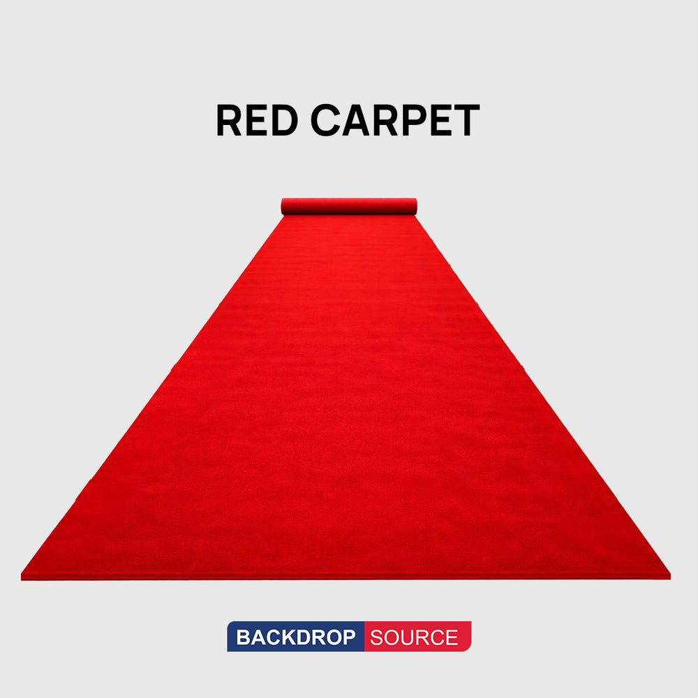 Red event carpet runner with non-slip backing for entrances and walkways