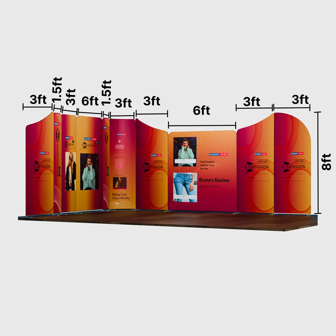 Stand de exhibición de tela magnética - Modelo 5 (16,4 x 16,4 pies)