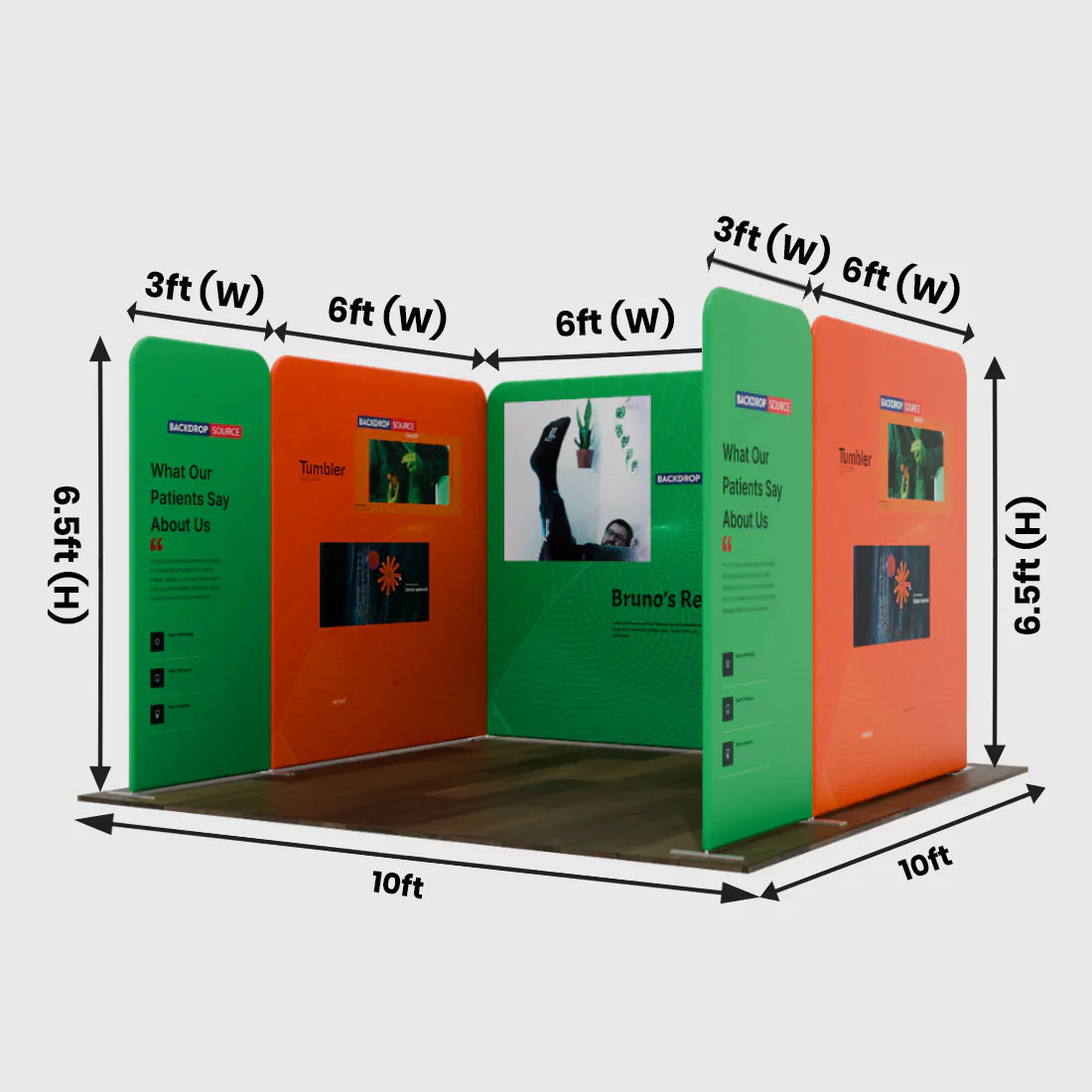 Stand de exhibición de tela magnética - Modelo 2 (10 x 10 pies)