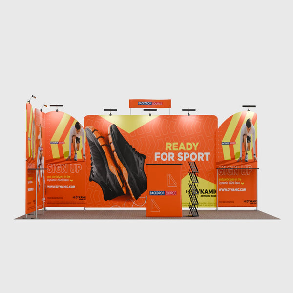 20x10 Straight Backdrop with Shelf Exhibition Kit