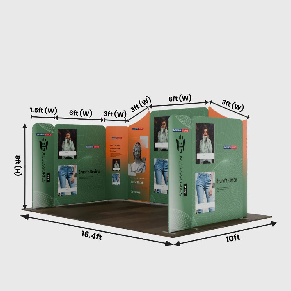 Stand de exhibición de tela magnética - Modelo 2 (16,4 x 10 pies)