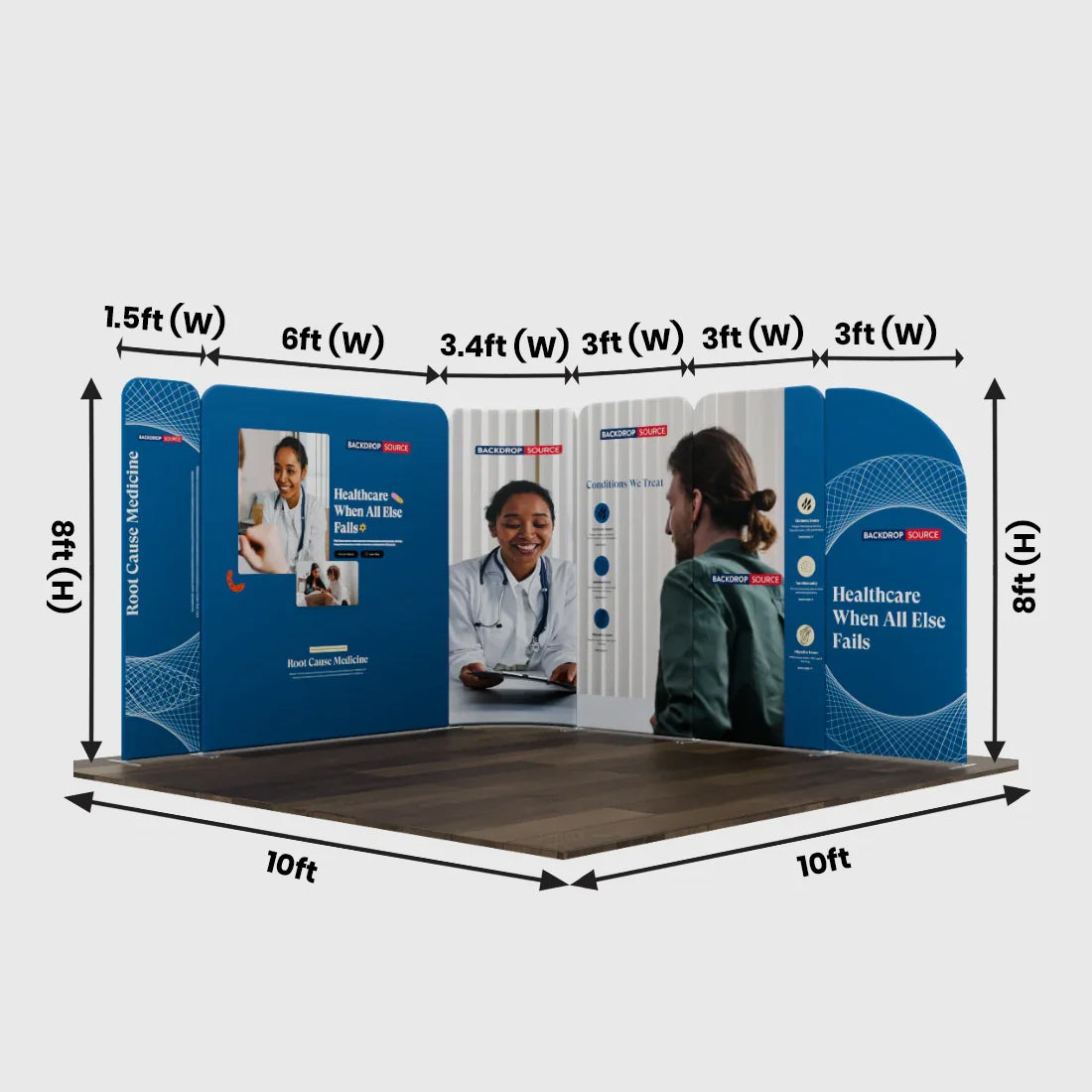 10x10 Magnetic Fabric Booth Wall with Modular Panels