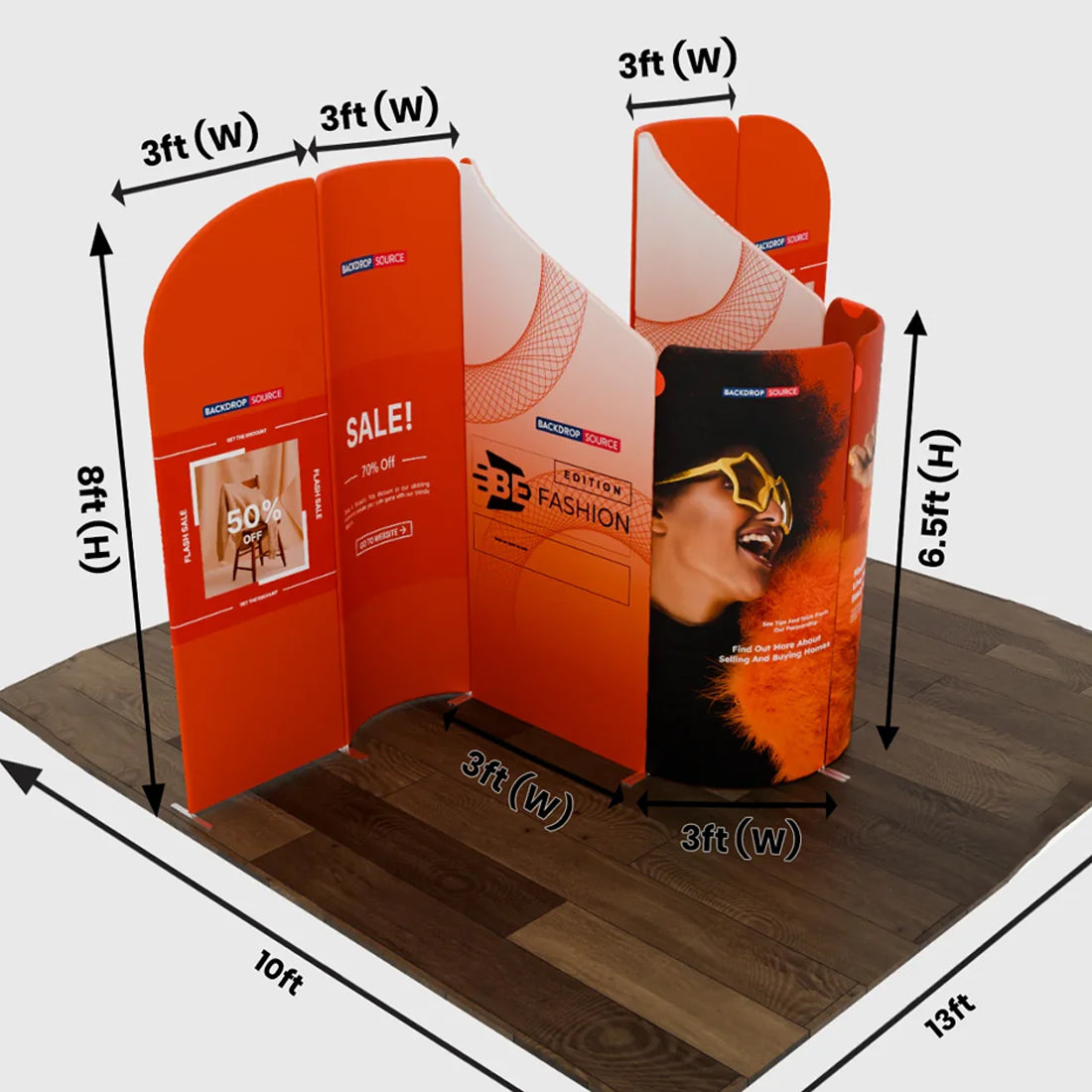 Stand de exhibición de tela magnética - Modelo 1 (13 x 10 pies)