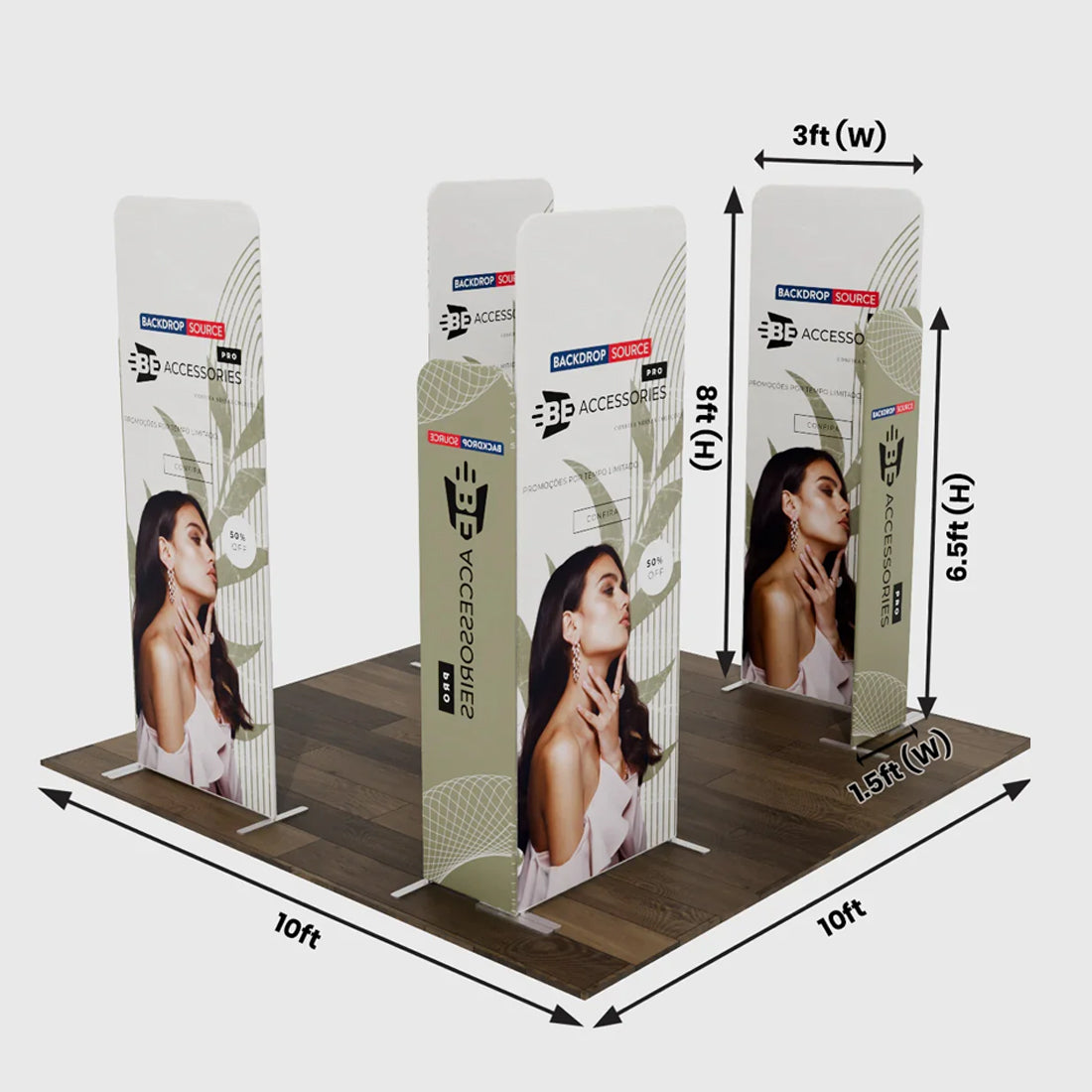 10x10 Magnetic Fabric Booth Wall with 8 Panels