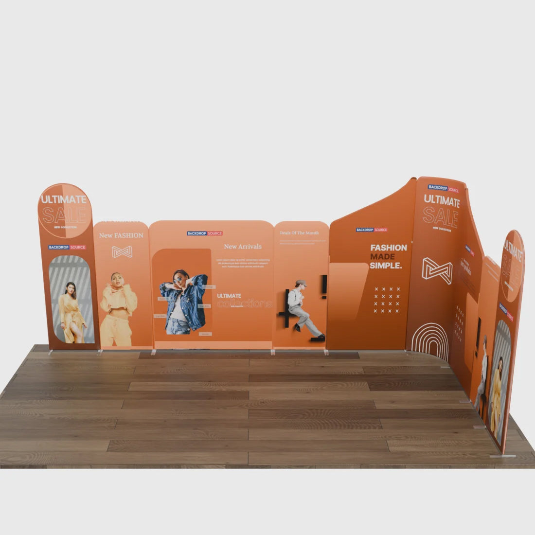 Stand de exhibición de tela magnética - Modelo 1 (20 x 20 pies)