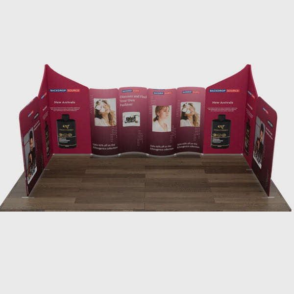 Stand de exhibición de tela magnética - Modelo 2 (20 x 20 pies)