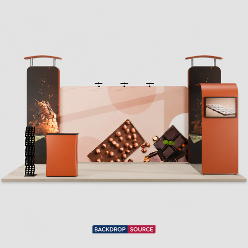 Kit de exhibición de fondo recto de 20 x 10 con pared 3D y arco