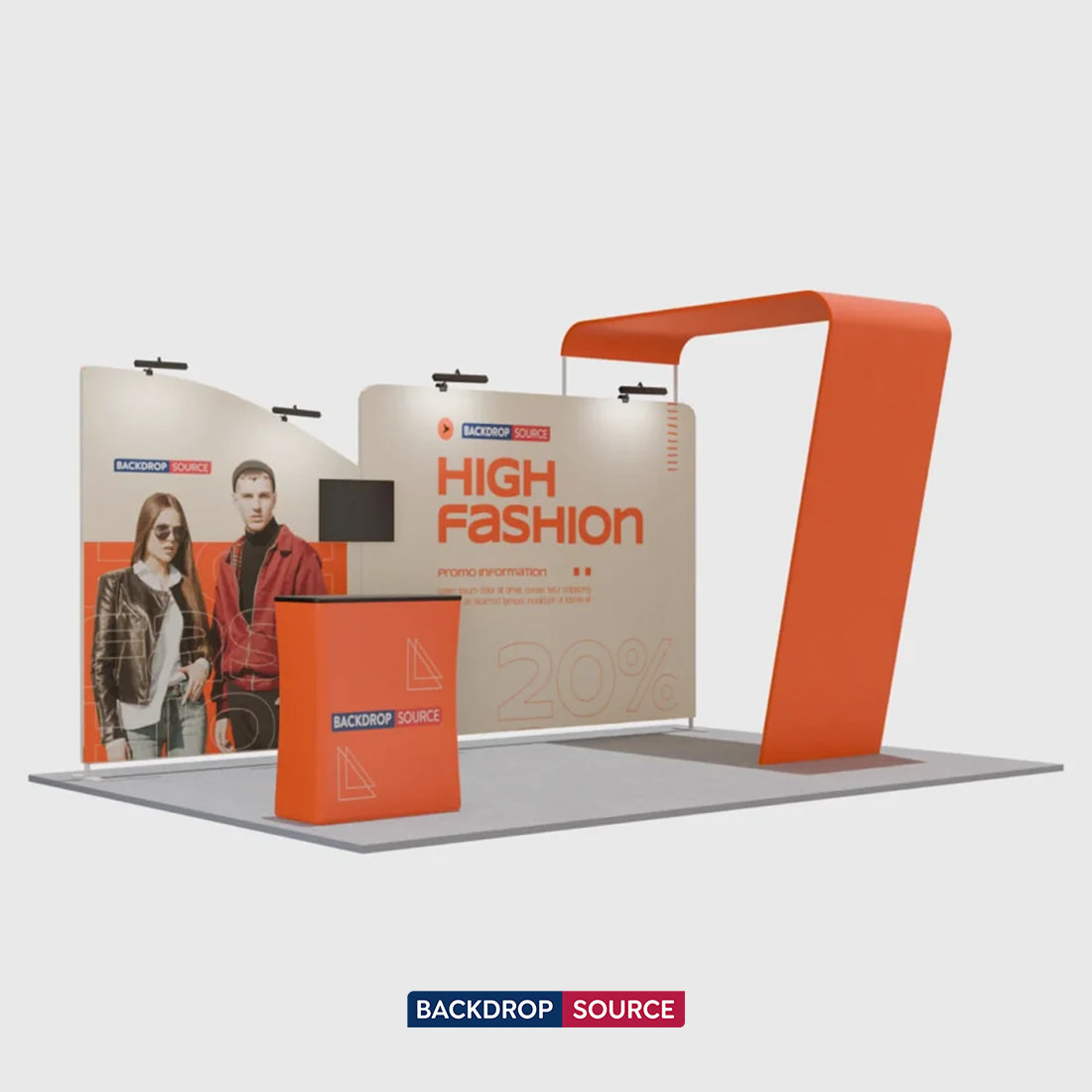 20x10 Straight Backdrop with Arch Exhibition Kit