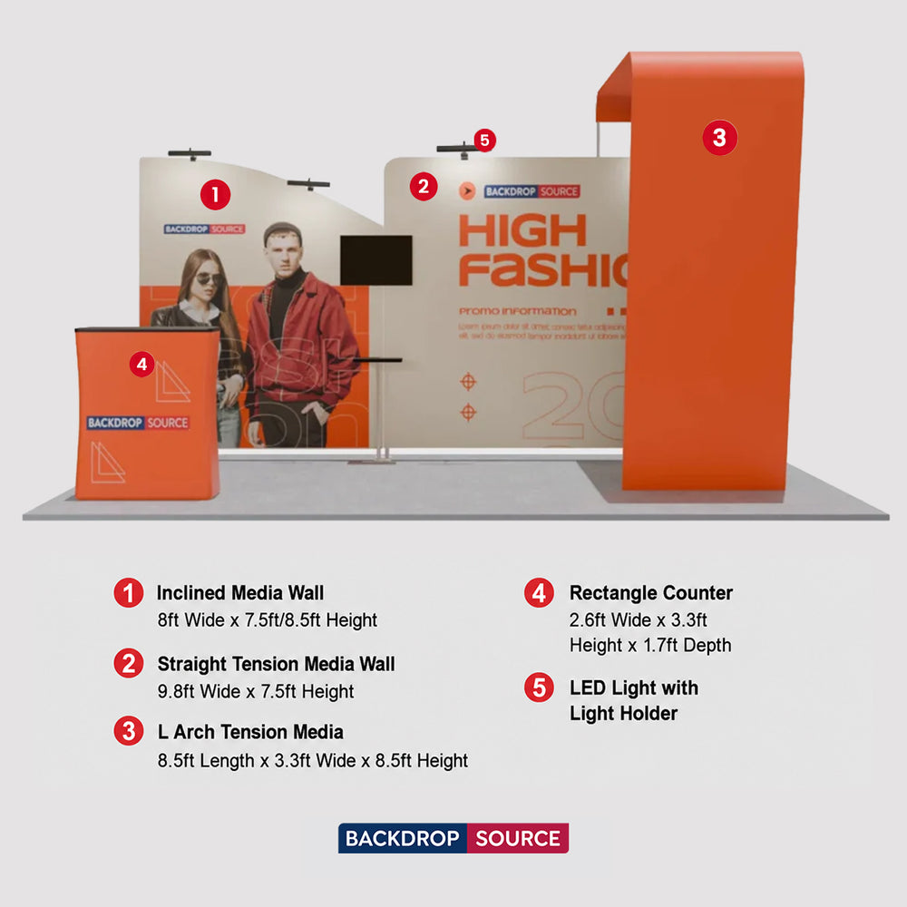 20x10 Straight Backdrop with Arch Exhibition Kit