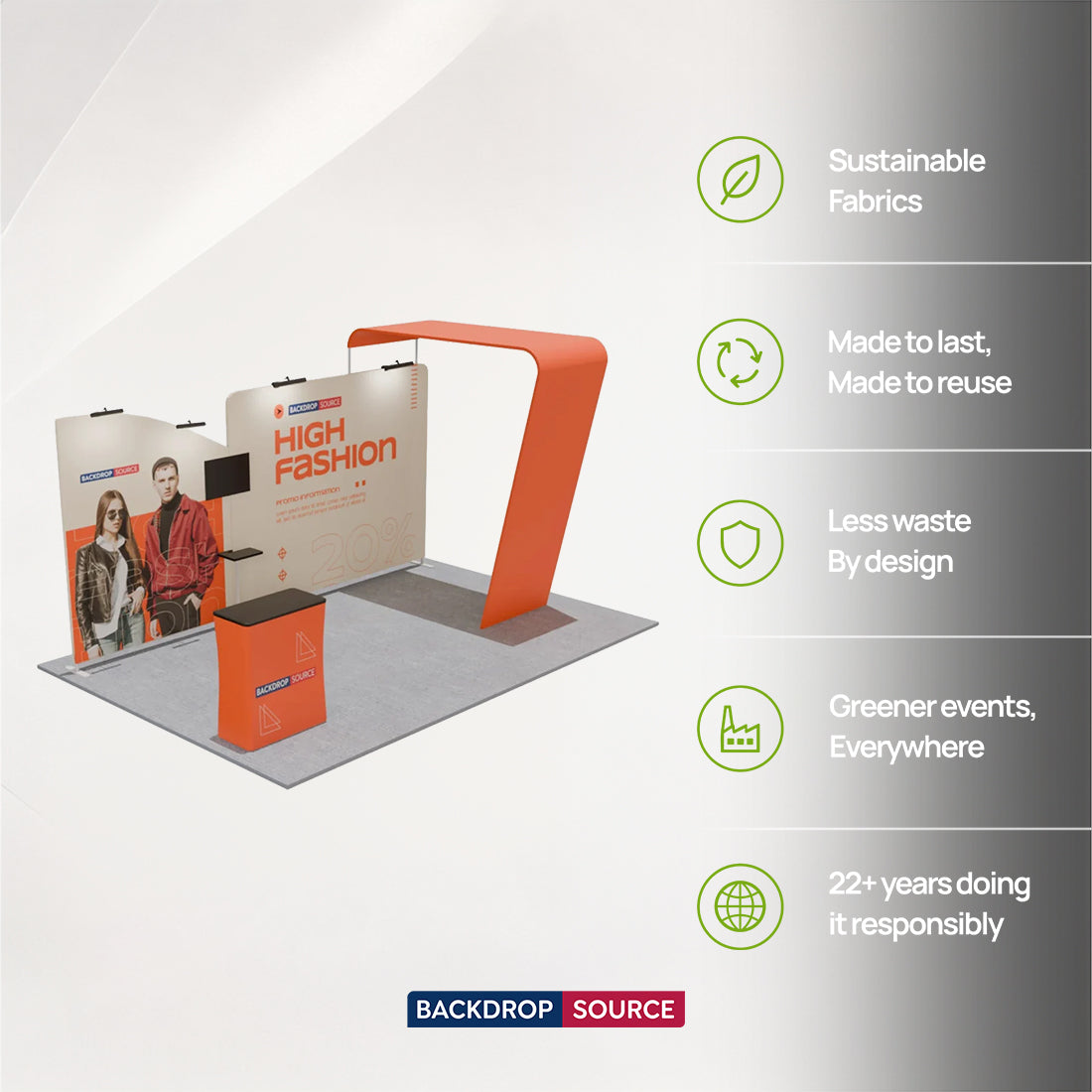 20x10 Straight Backdrop with Arch Exhibition Kit