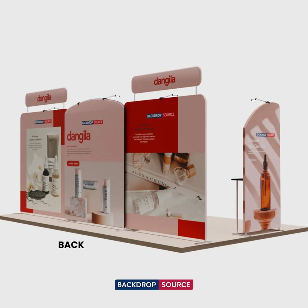 20x10 Straight Backdrop with Round Table Top Exhibition Kit