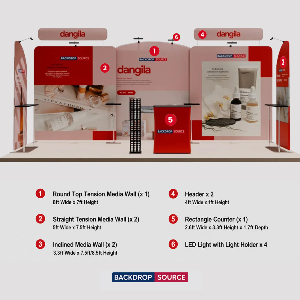20x10 Straight Backdrop with Round Table Top Exhibition Kit