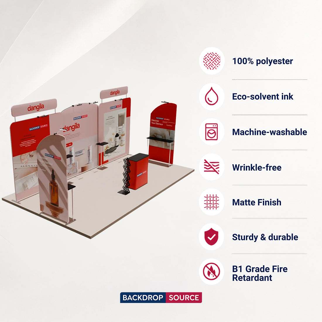 20x10 Straight Backdrop with Round Table Top Exhibition Kit
