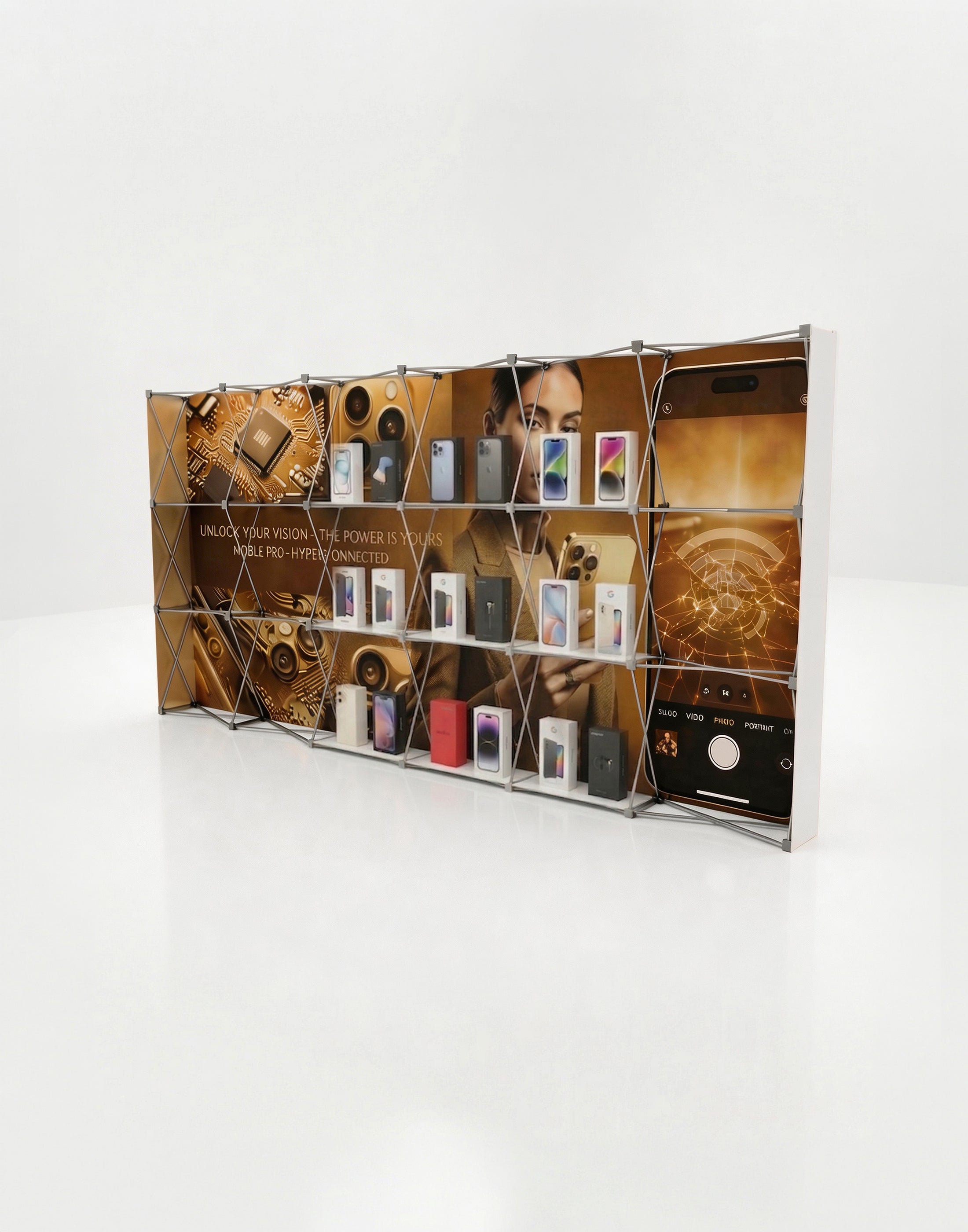 Portable Straight Pop-Up Wall with Shelves