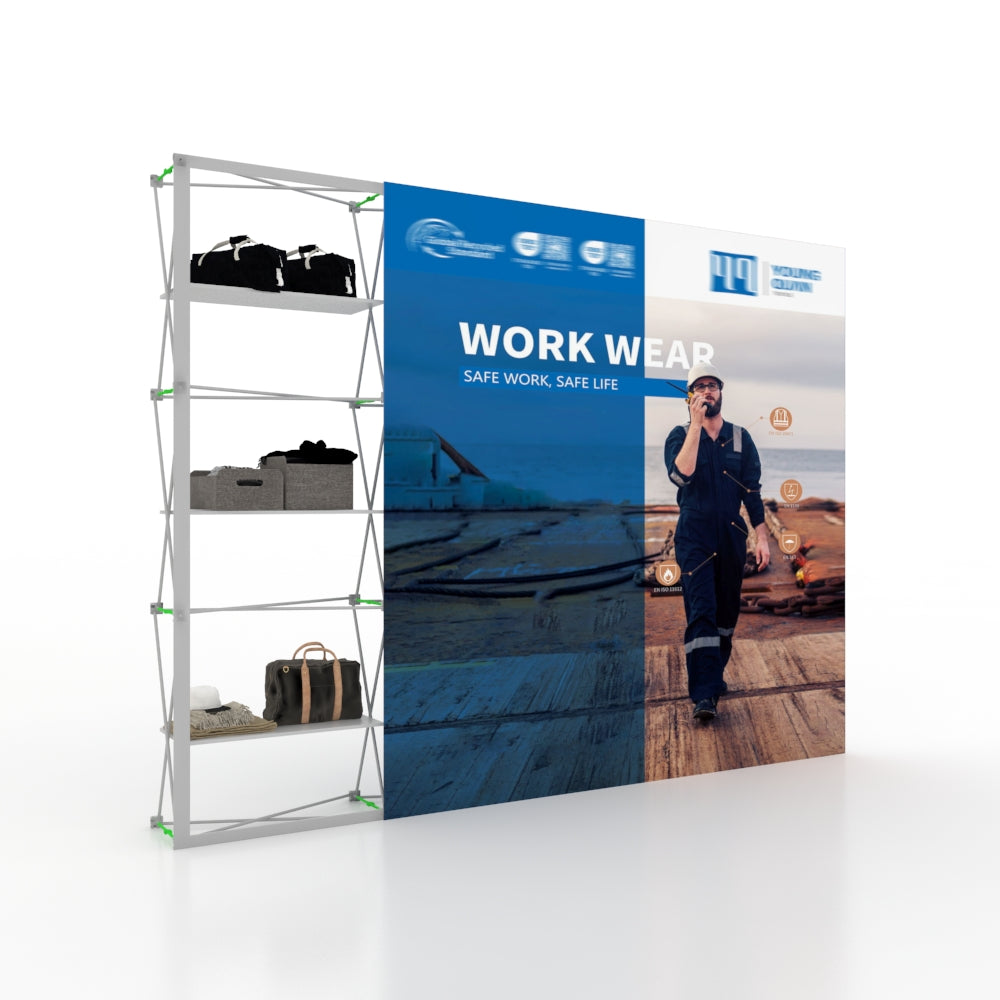 Portable Straight Pop-Up Wall with Shelves