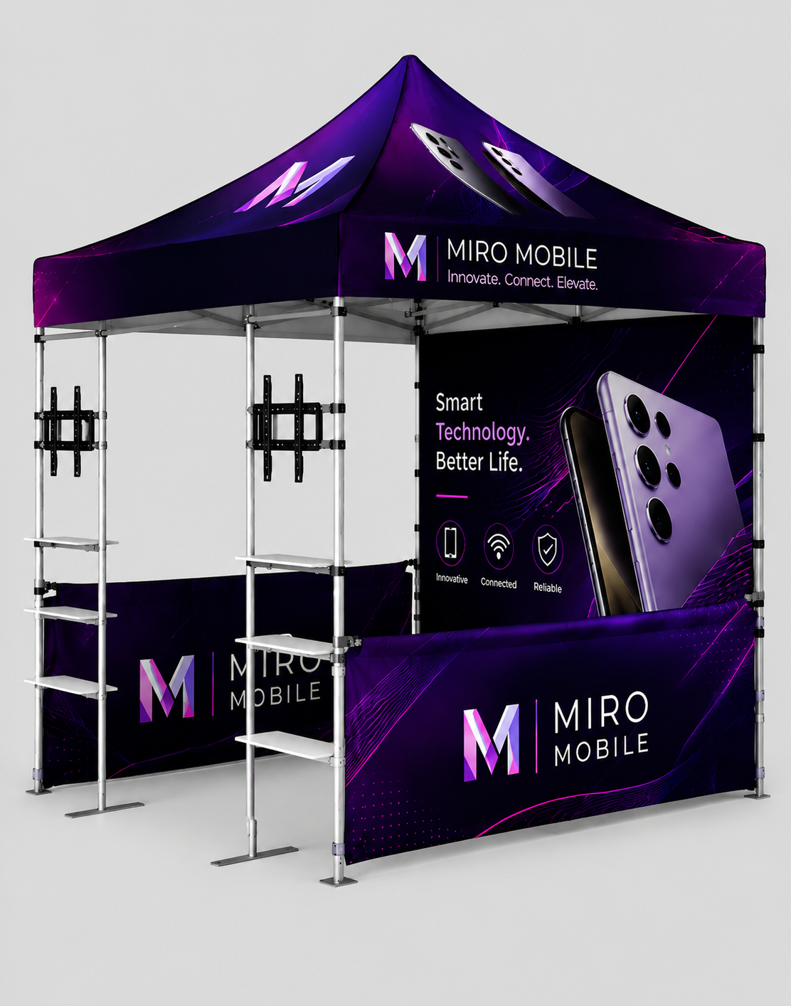 10ft x 10ft Fabric Canopy Kit with Shelving & TV Mounts