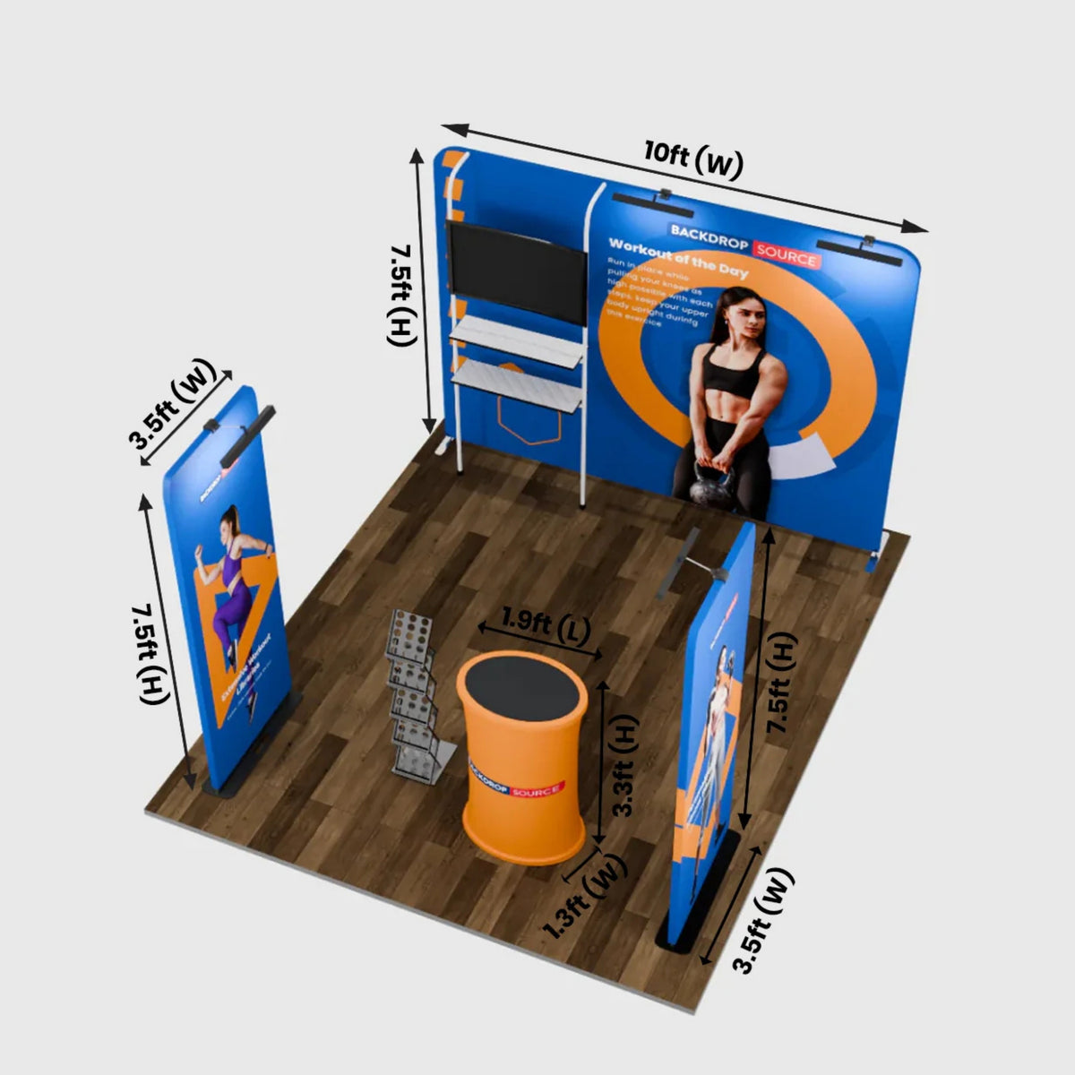 Kit de exhibición premium para stands de 10 pies de ancho