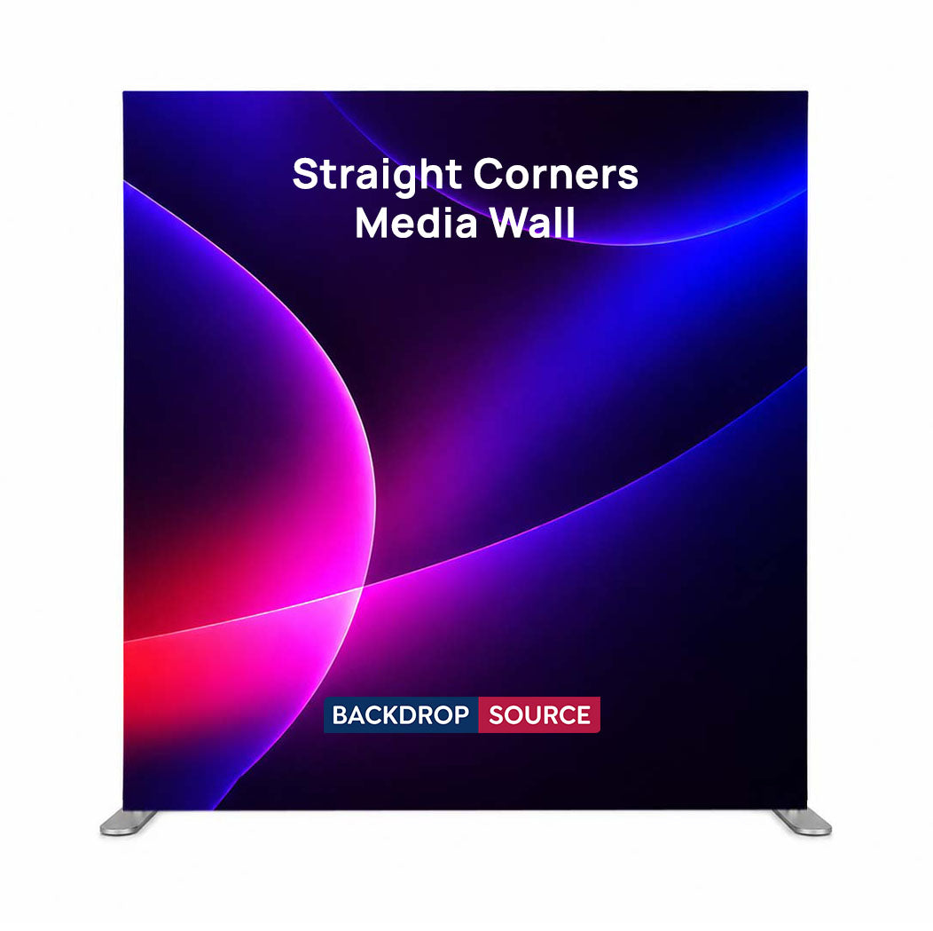 Portable Straight Fabric Media Wall – Square Corners