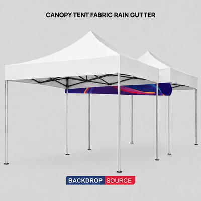 Carpa con dosel y canaleta para lluvia
