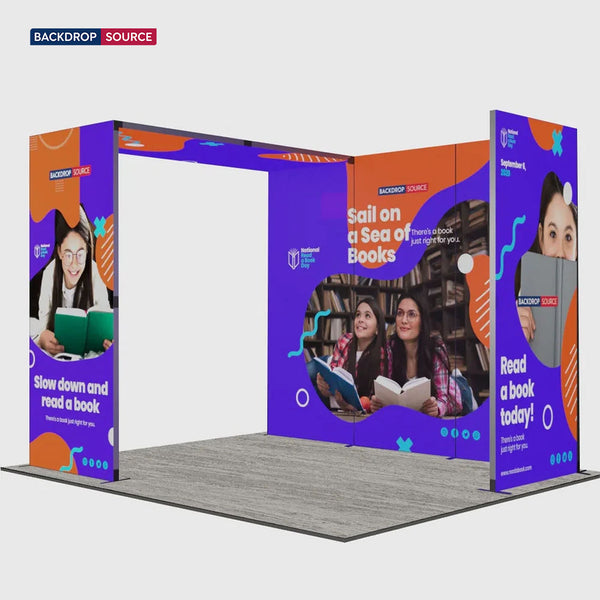 Exhibidor modular de luz SEG de 10 pies para ferias comerciales - Modelo 1