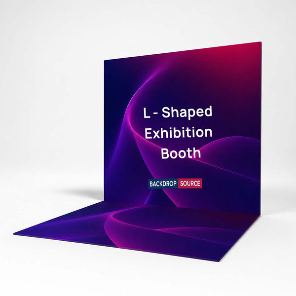 Stand de exposición en forma de L con impresión personalizada