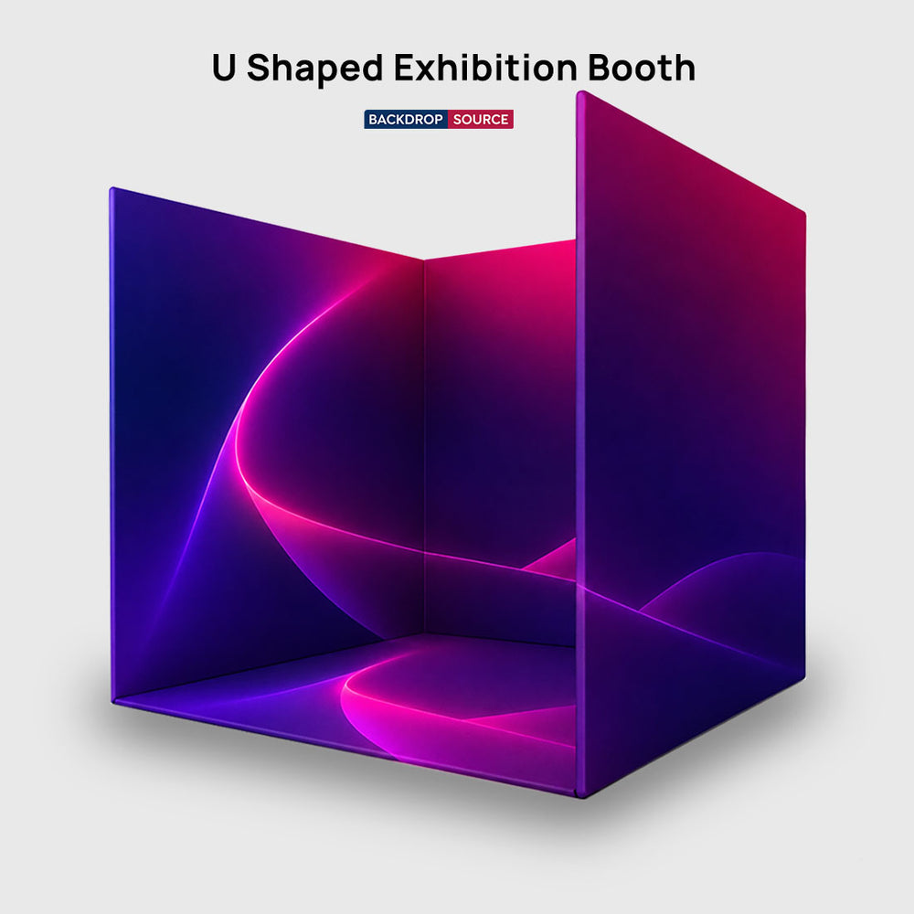 Stand de exposición en forma de U con impresión personalizada (cubre 3 paredes/lados)