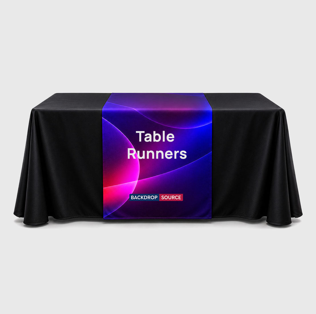 Custom printed fabric table runner for branded table top displays