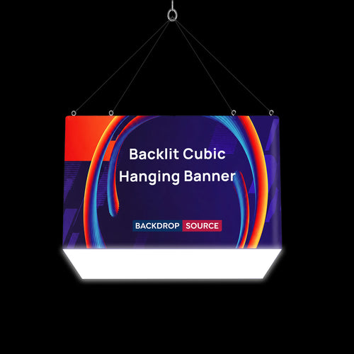 Banner cúbico colgante retroiluminado