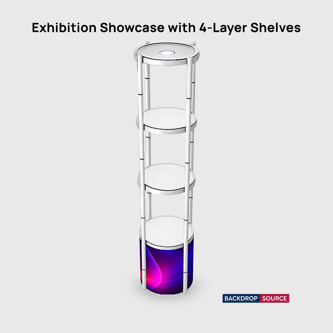Vitrina de exposición con estantes de 4 niveles