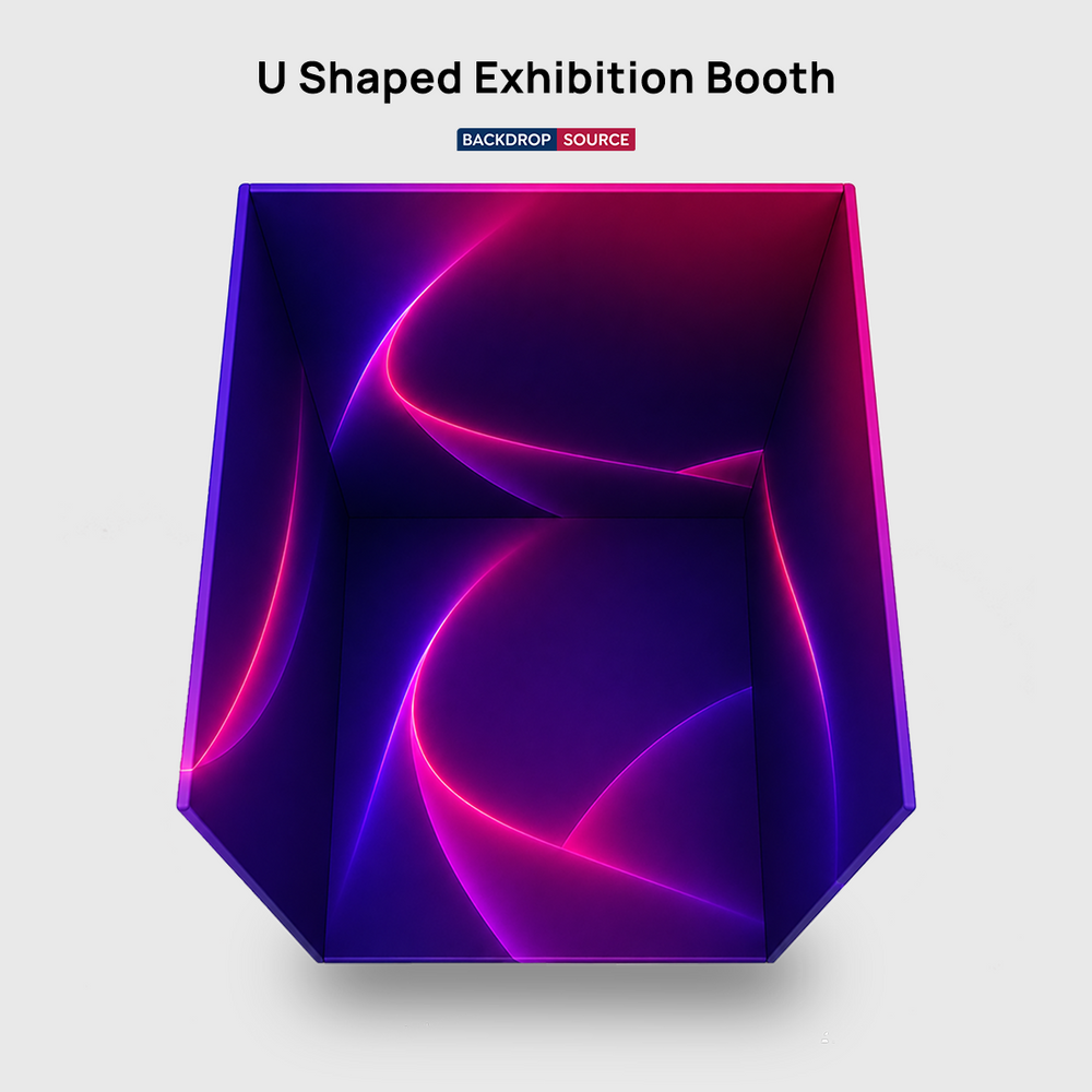 Stand de exposición en forma de U con impresión personalizada (cubre 3 paredes/lados)